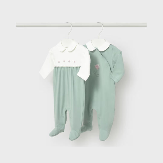 Set 2 Pijama Largo Recien Nacida Aqua Mayoral
