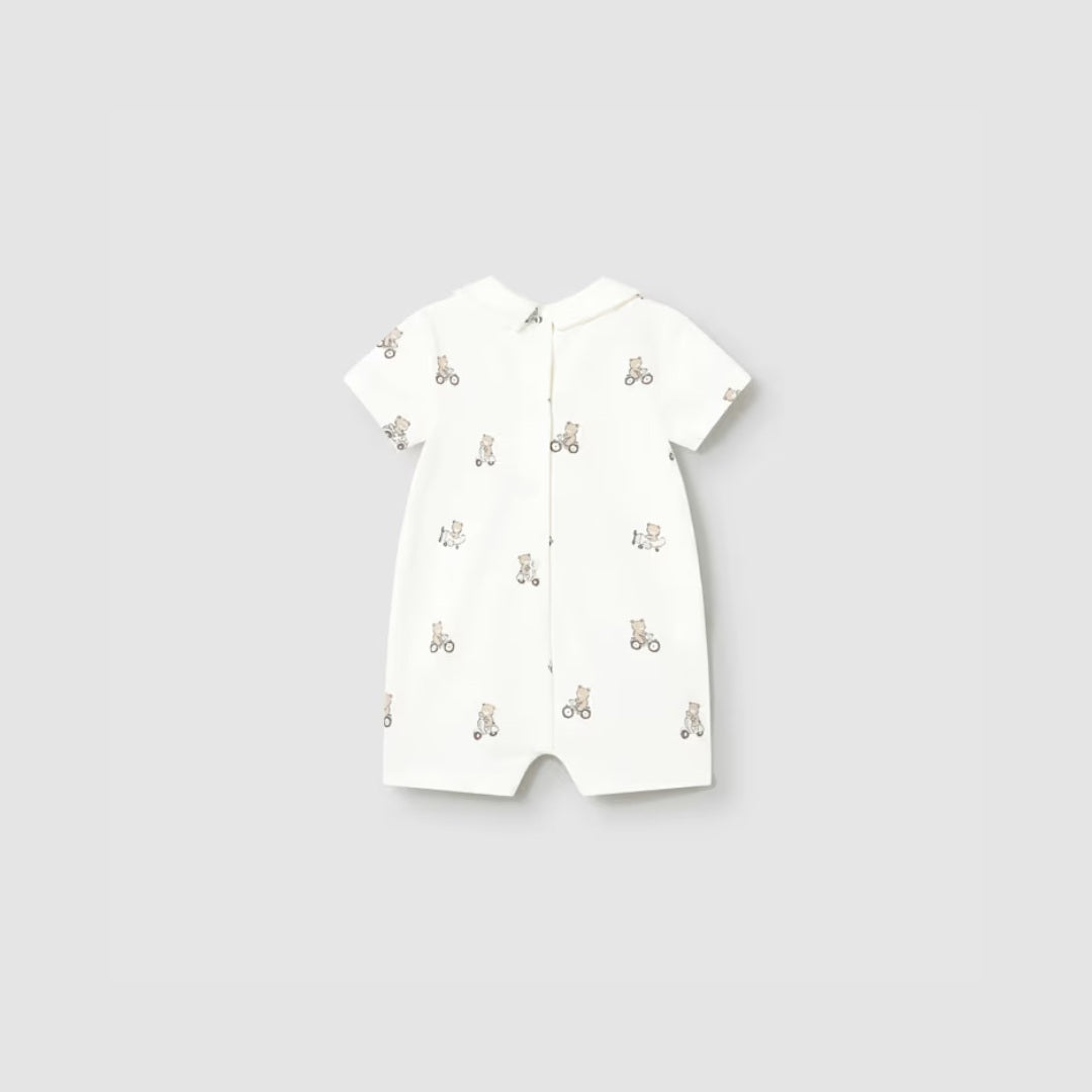 Set 2 Pijamas Cortos Cuello Bebe Recien Nacido Crudo