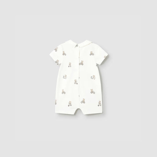 Set 2 Pijamas Cortos Cuello Bebe Recien Nacido Crudo