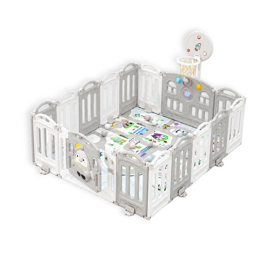Parque Corral de Juegos X4 Bambule Baby Cuchi Gris