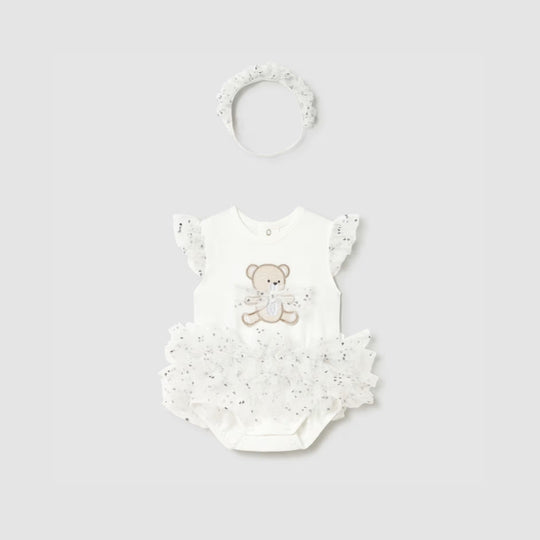 Body Tutu Osito Con Diadema Recien Nacida Crudo Mayoral