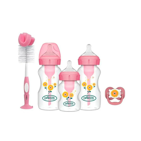 Set de Teteros Anti-Colic Options+ Flores Rosa Dr. Brown´s