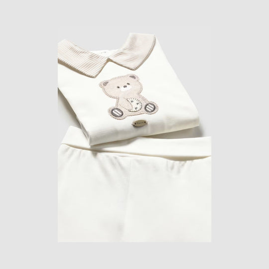 Conjunto Polaina y Camiseta Bordado Recién Nacido Crudo Mayoral