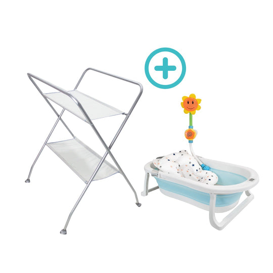 Tina Plegable Hawai Happy Baby + Soporte Plegable Para Tina De Bebé