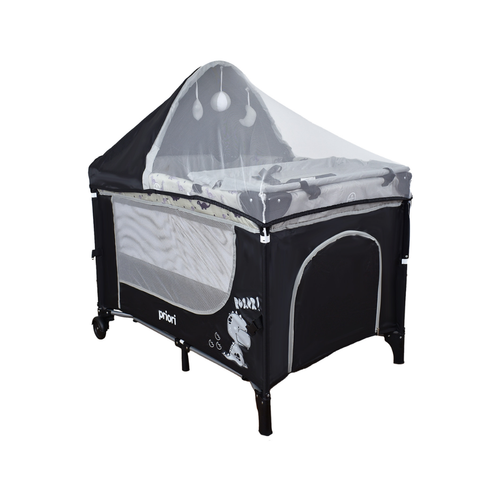 Cuna Corral Colecho Madison Priori Negro + Colchón Ultra Suave