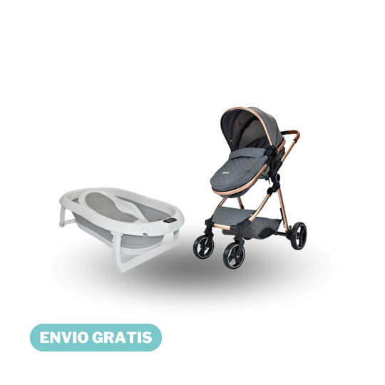 Combo Coche Moises Mike Priori Gris + Tina Plegable Ocean Priori Gris