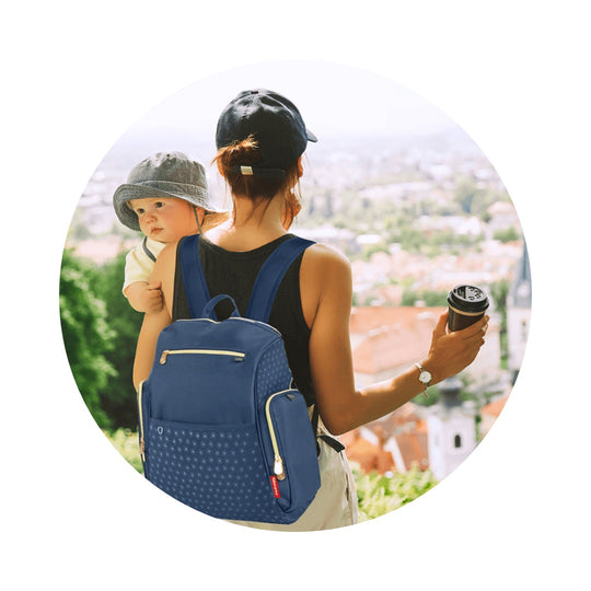 Pañalera Tipo Morral + Cambiador Fisher Price Loop Pack Azul Oscuro