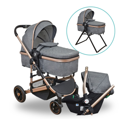 Coche Para Bebé Moises de Lujo Cris 3 en 1 Priori Gris