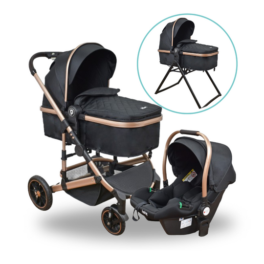 Coche Para Bebé Moises de Lujo Cris 3 en 1 Priori Negro
