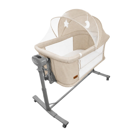 Cuna Colecho Eléctrica Para Bebé 4 en 1 con Bluetooth y Mecedora Beige - Bebesitos