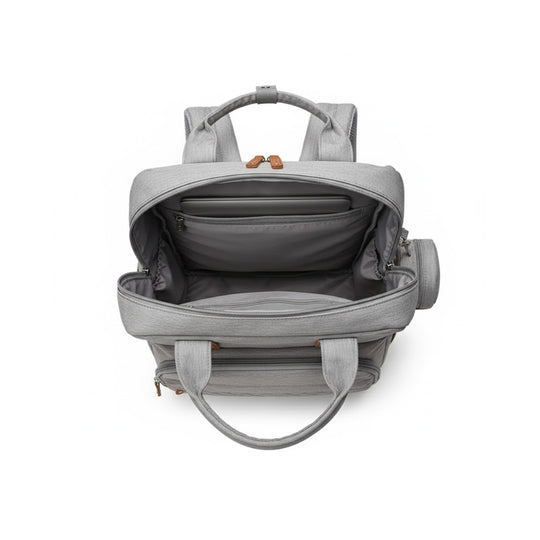 Pañalera Tipo Morral Multifuncional Zius + Accesorios Gris Claro