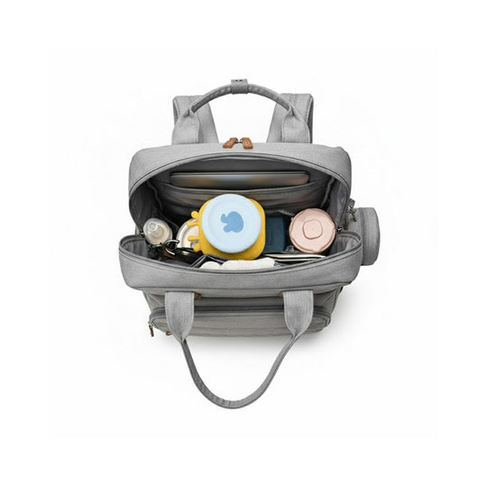 Pañalera Tipo Morral Multifuncional Zius + Accesorios Gris Claro