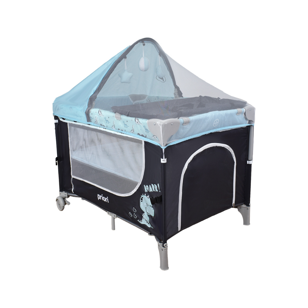 Cuna Corral Colecho Madison Priori Azul + Colchón Ultra Suave