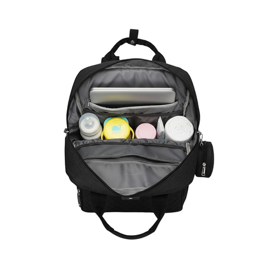 Pañalera Tipo Morral Multifuncional Zius + Accesorios Negro