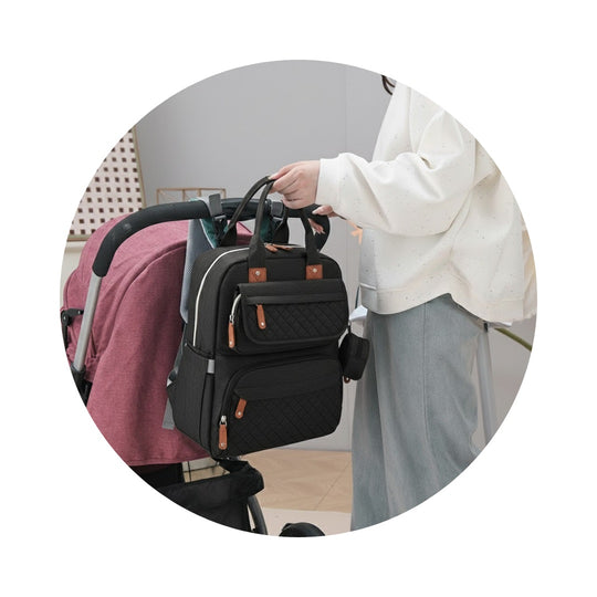 Pañalera Tipo Morral Multifuncional Zius + Accesorios Negro