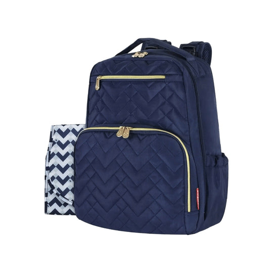 Pañalera Tipo Morral + Cambiador Fisher Price Zig Bag Azul Oscuro