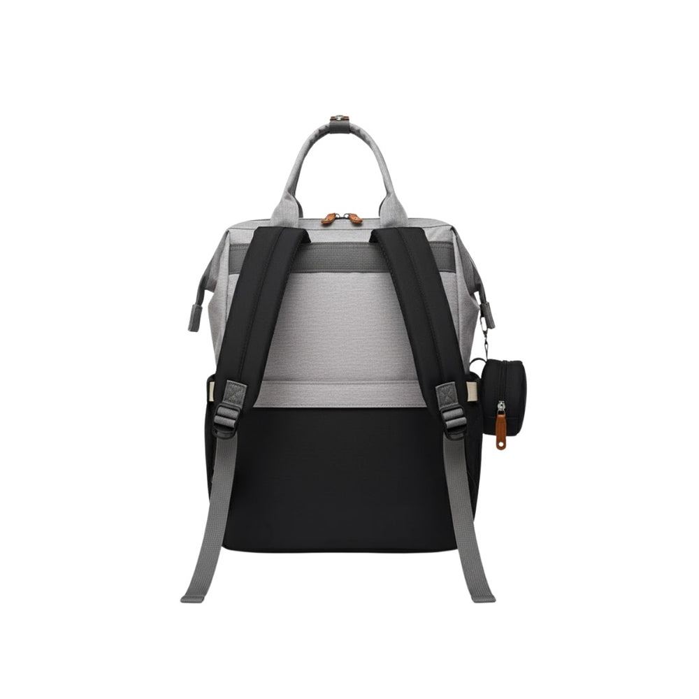 Pañalera Tipo Morral Multifuncional Zius + Accesorios Negro/Gris Claro
