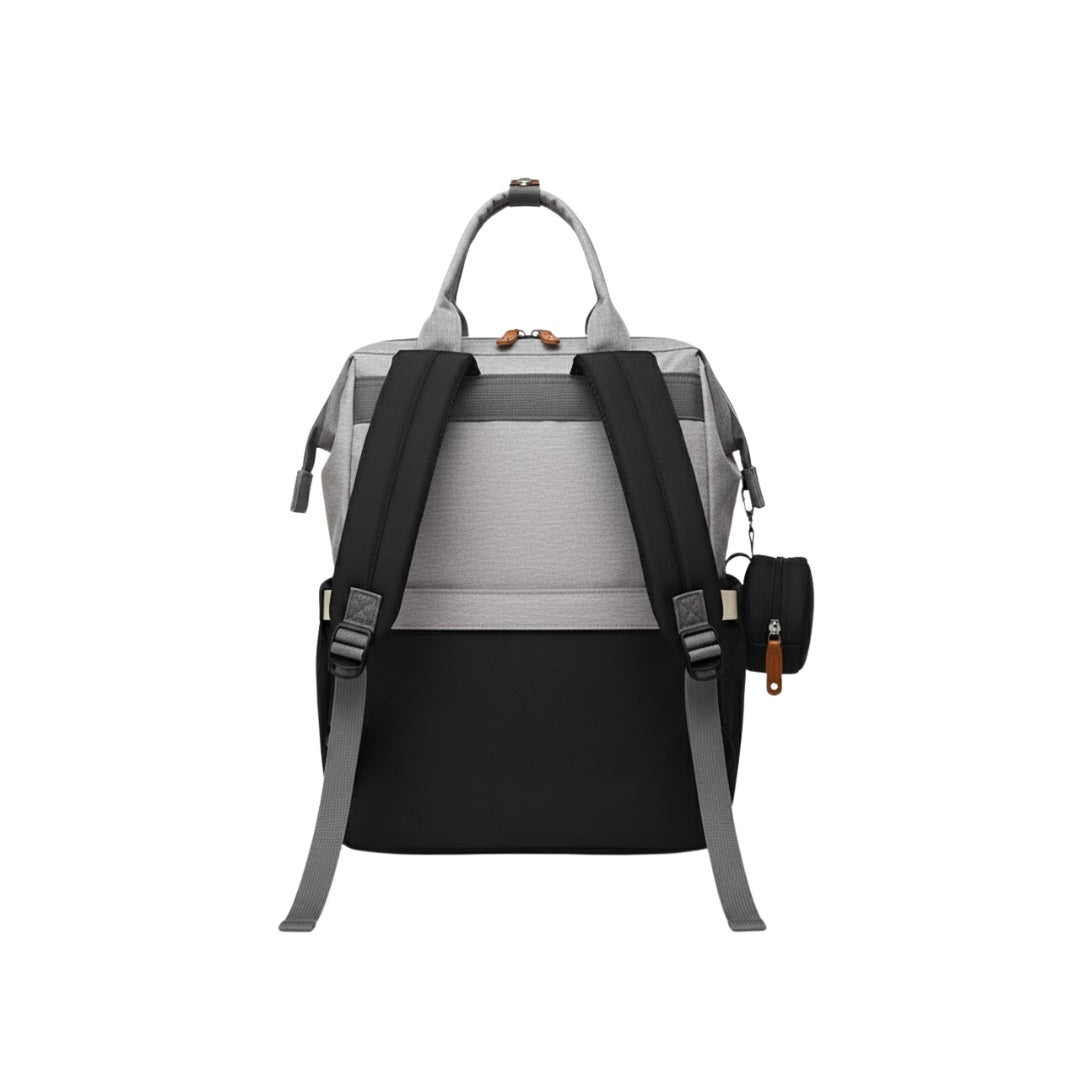 Pañalera Tipo Morral Multifuncional Zius + Accesorios Negro/Gris Claro