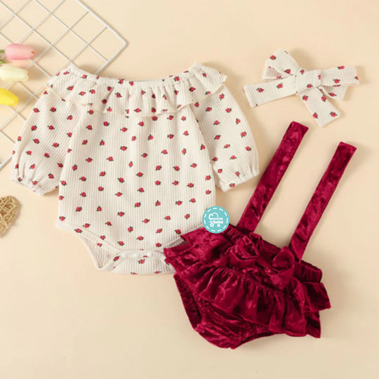 Set Braga mameluco y diadema Floral babysamuu