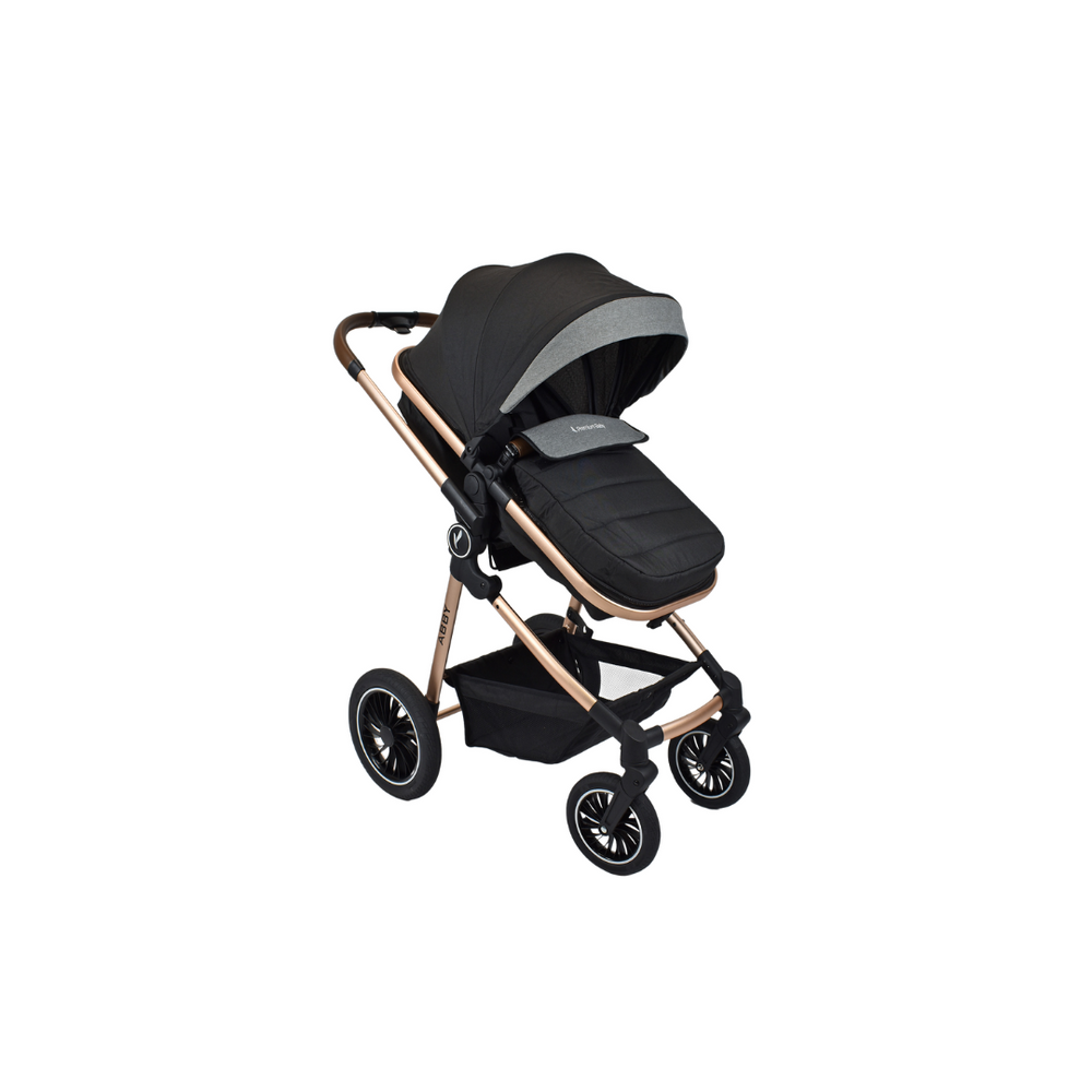 Combo Coche Moises Abby Premium Baby Negro + Cuna Colecho Golf Priori Azul