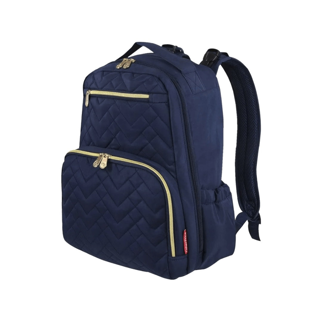 Pañalera Tipo Morral + Cambiador Fisher Price Zig Bag Azul Oscuro