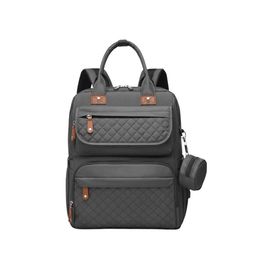 Pañalera Tipo Morral Multifuncional Zius + Accesorios Gris Oscuro