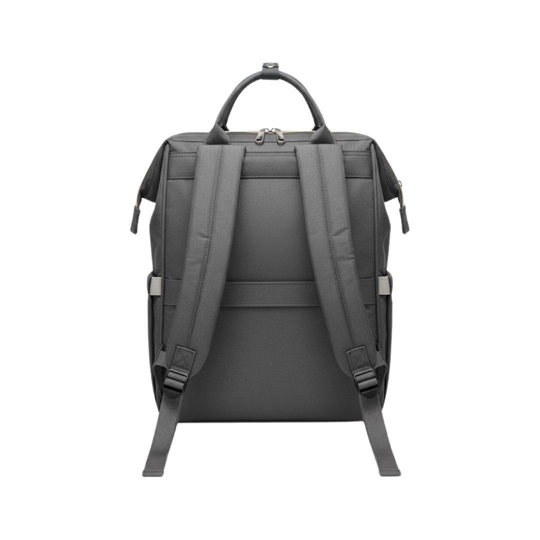 Pañalera Tipo Morral Multifuncional Zius + Accesorios Gris Oscuro