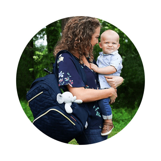 Pañalera Tipo Morral + Cambiador Fisher Price Zig Bag Azul Oscuro