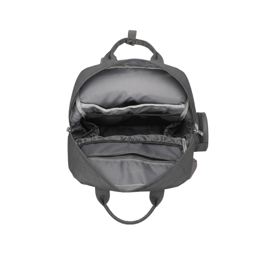 Pañalera Tipo Morral Multifuncional Zius + Accesorios Gris Oscuro