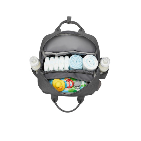 Pañalera Tipo Morral Multifuncional Zius + Accesorios Gris Oscuro