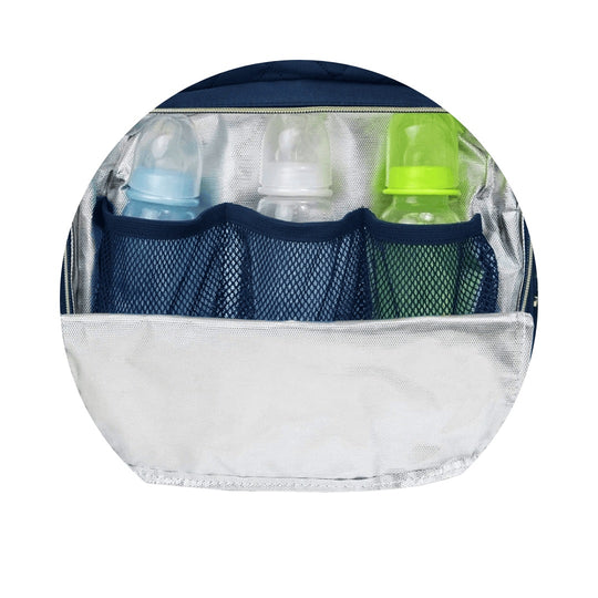 Pañalera Tipo Morral + Cambiador Fisher Price Zig Bag Azul Oscuro