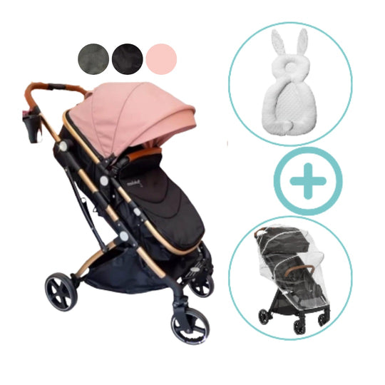 Combo Coche Moises Small Maxibaby + Forro Lluvia Y Almohada Estabilizadora