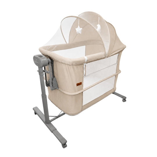 Cuna Colecho Eléctrica Para Bebé 4 en 1 con Bluetooth y Mecedora Beige - Bebesitos
