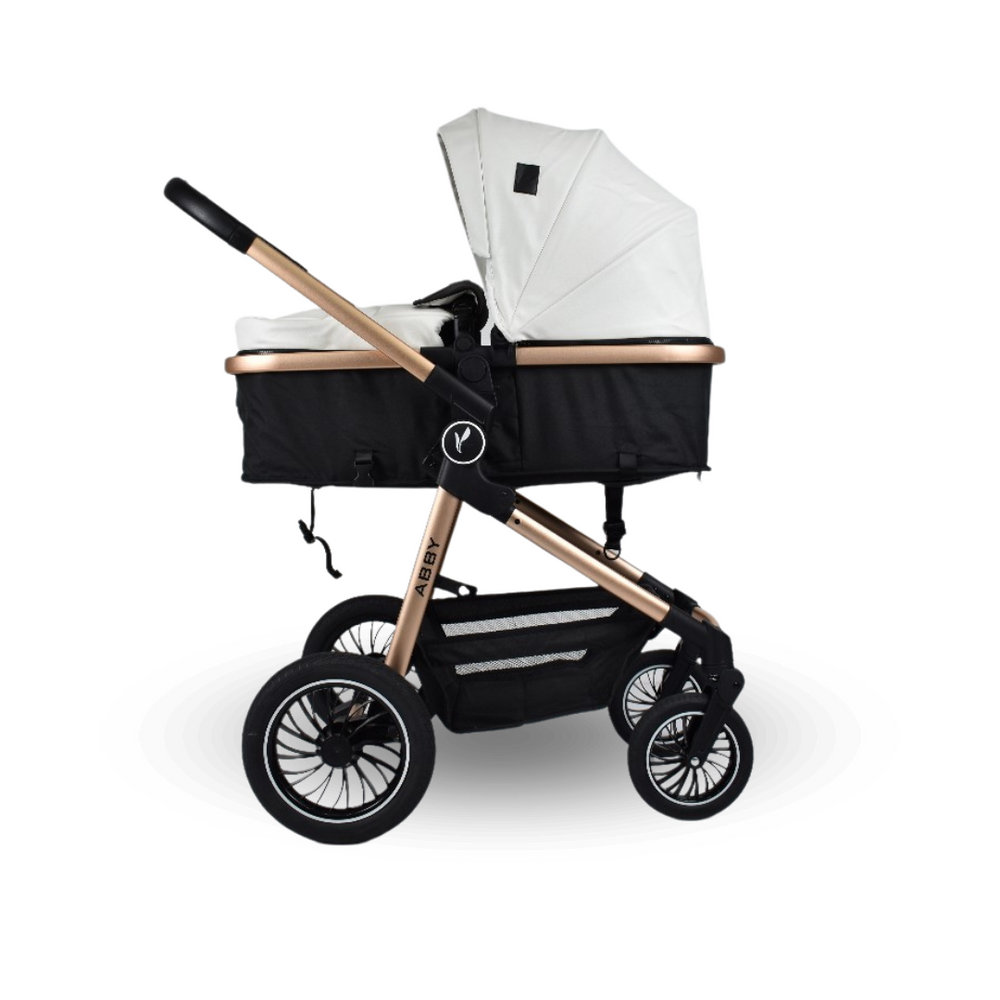 Combo Newborn Coche Moises Abby Premium Baby Blanco + Cuna Colecho Cid