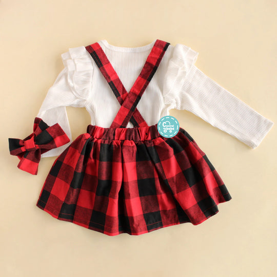 Set de Jardinera Mameluco y Diadema Escoces babysamuu