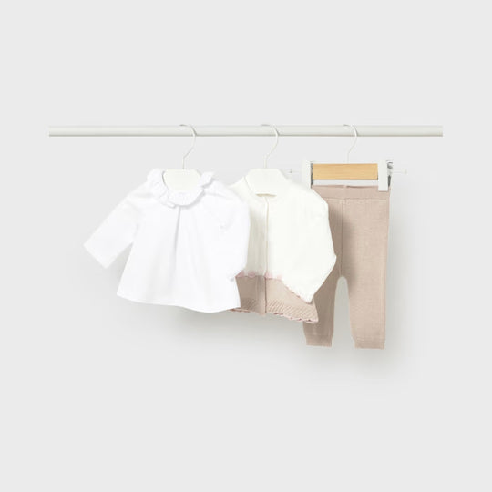 Conjunto 3 Piezas Tricot Recien Nacida Topo Mayoral