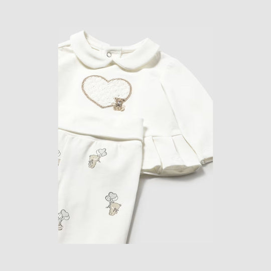 Conjunto Polaina y Camiseta Manga Larga Recien Nacida Crudo Mayoral