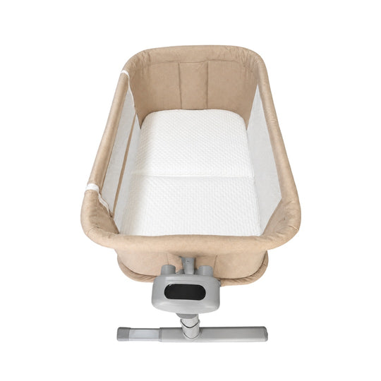 Cuna Colecho Eléctrica Para Bebé 4 en 1 con Bluetooth y Mecedora Beige - Bebesitos