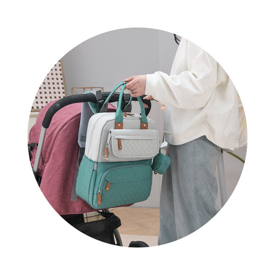 Pañalera Tipo Morral Multifuncional Zius + Accesorios Azul Aqua