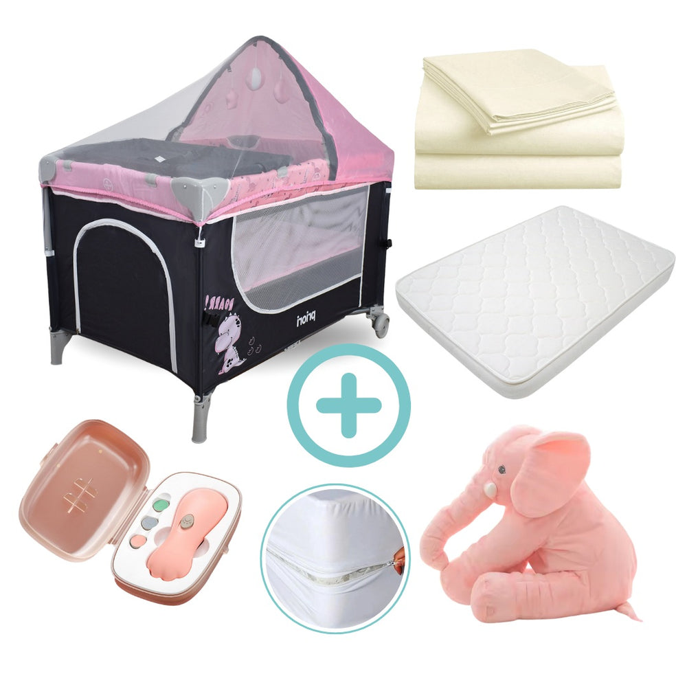 Combo Dreams Cuna Corral Colecho Madison Priori + Colchón + Forro Antifluido + Sábanas + Almohada De Elefante + Lima Electrica