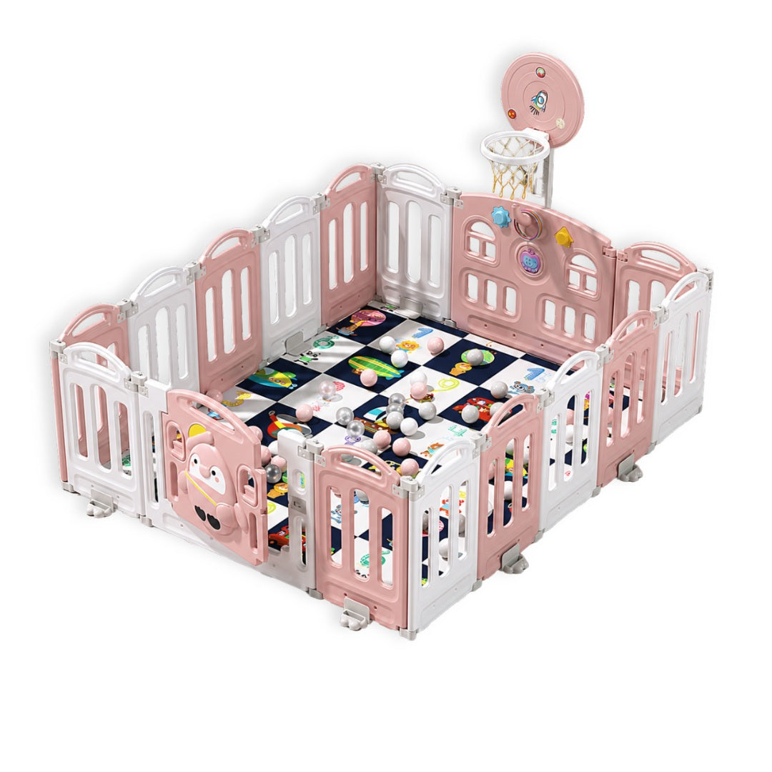Parque Corral de Juegos X4 Bambule Baby Cuchi Rosa