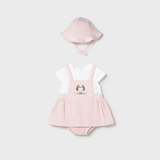 Vestido Peto Simulado Con Gorro Recién Nacido Rosa Baby Mayoral