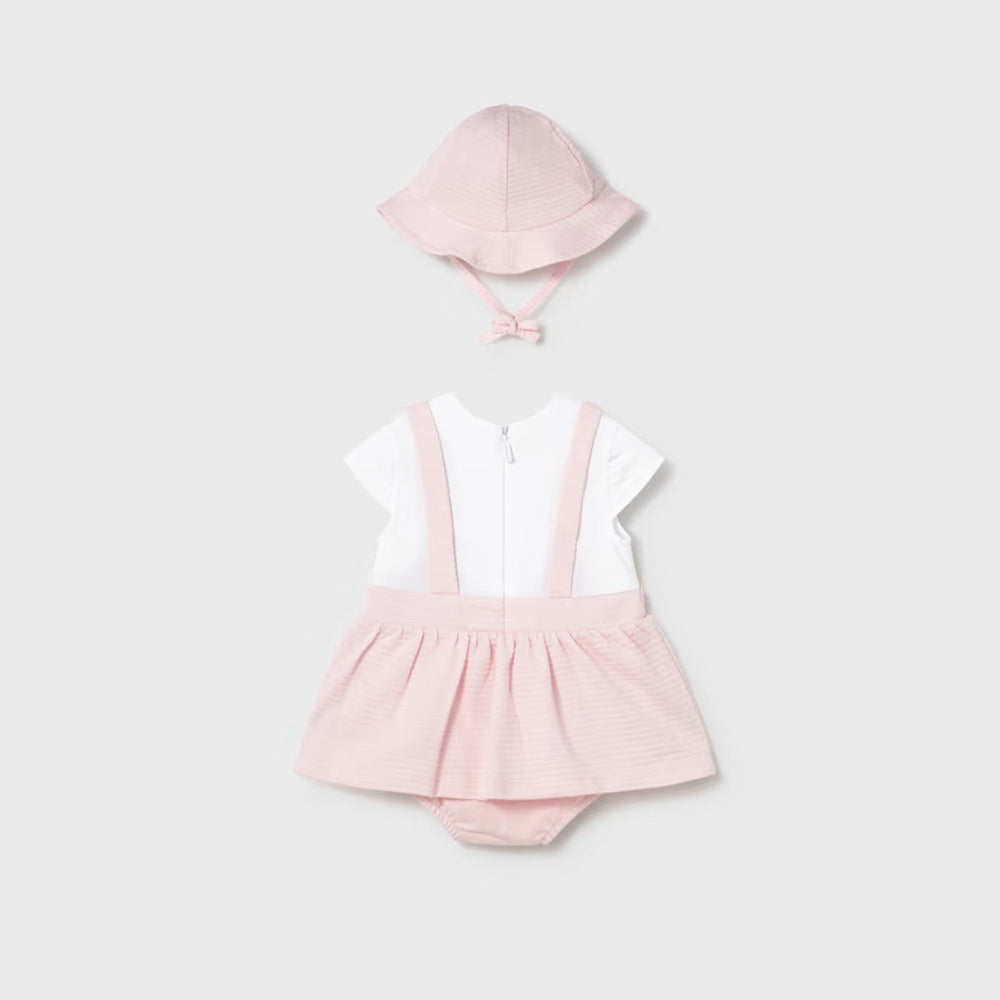 Vestido Peto Simulado Con Gorro Recién Nacido Rosa Baby Mayoral