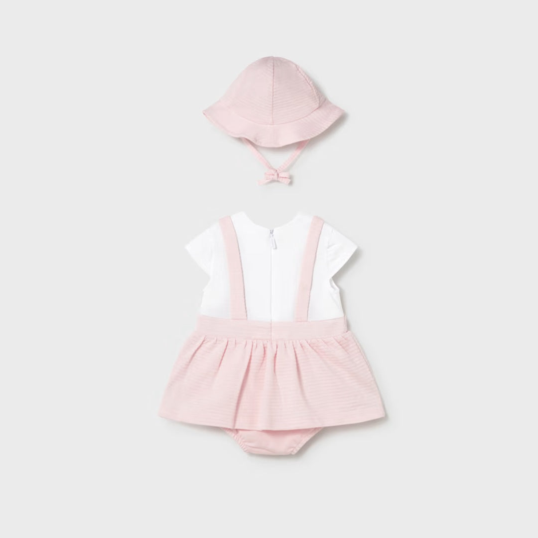 Vestido Peto Simulado Con Gorro Recién Nacido Rosa Baby Mayoral