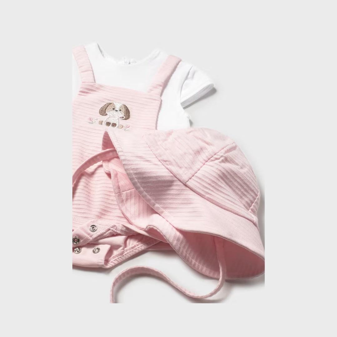 Vestido Peto Simulado Con Gorro Recién Nacido Rosa Baby Mayoral