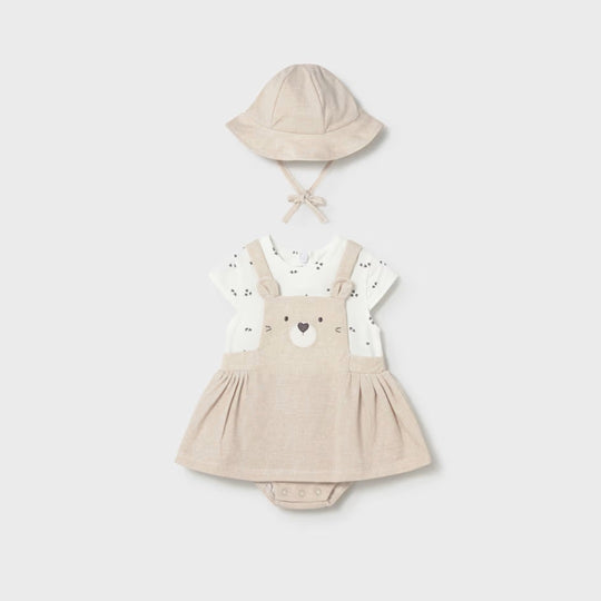 Vestido Peto Simulado Con Gorro Recién Nacido Trigo Mayoral