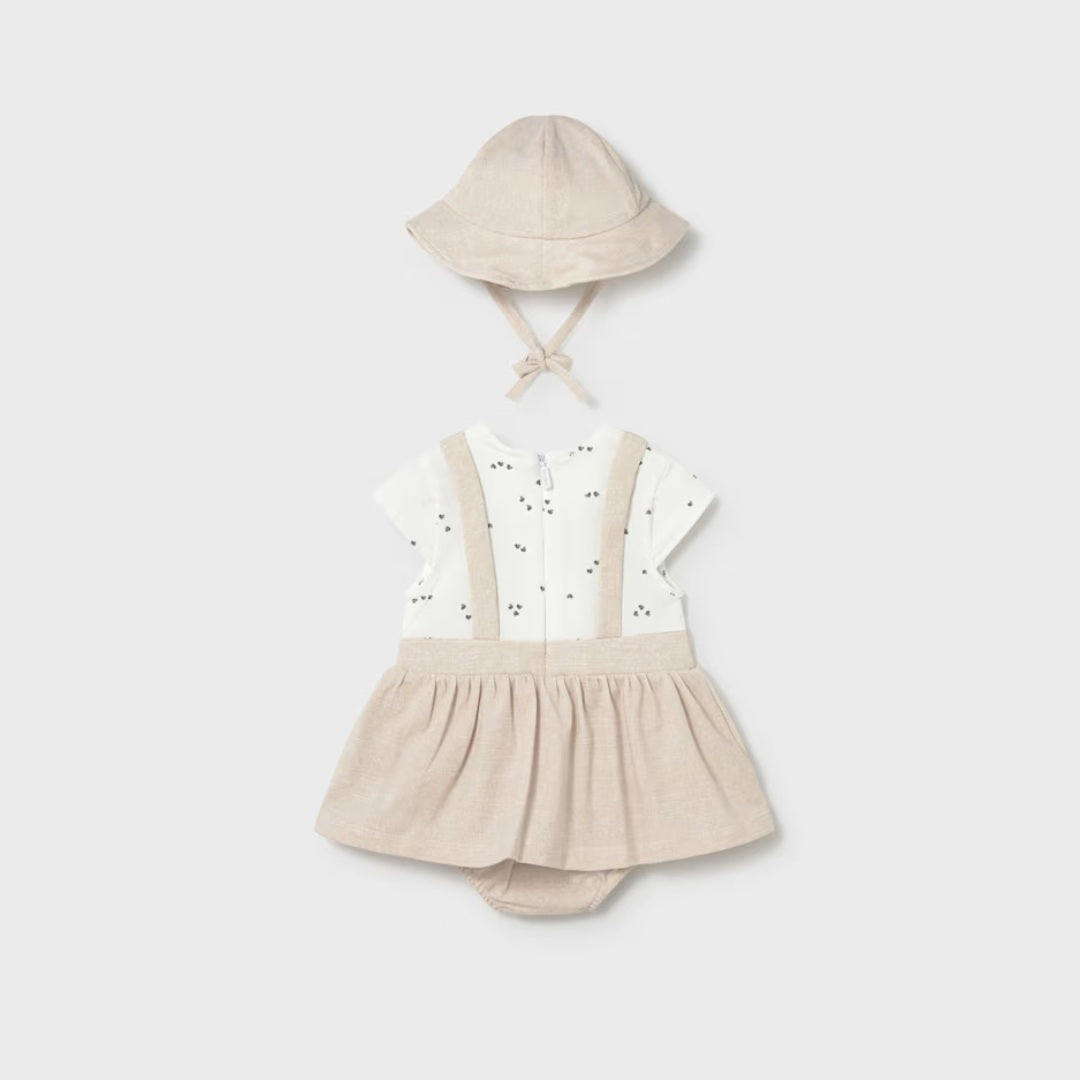 Vestido Peto Simulado Con Gorro Recién Nacido Trigo Mayoral