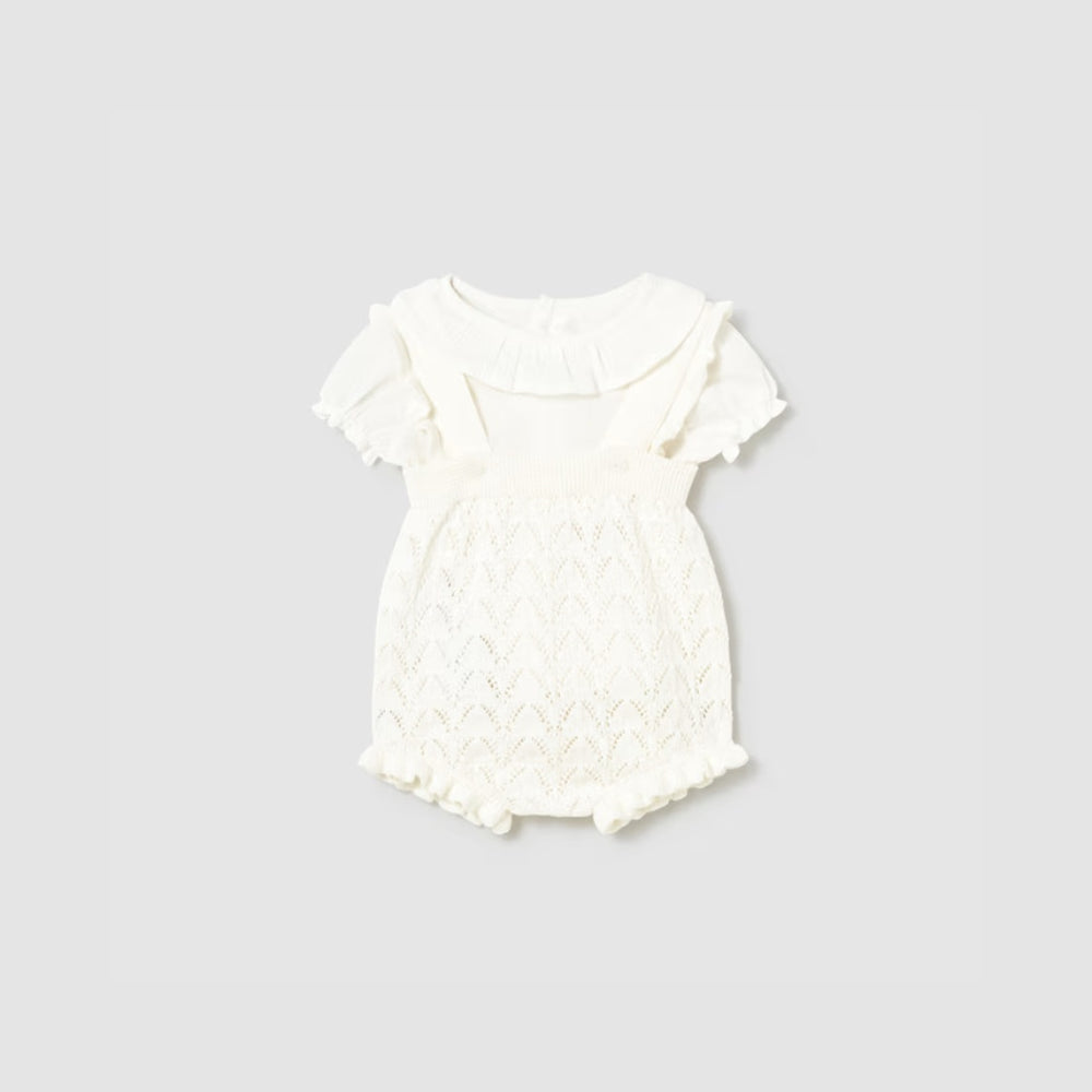 Conjunto Peto Tricot y Blusa Recien Nacida Ceramica Mayoral