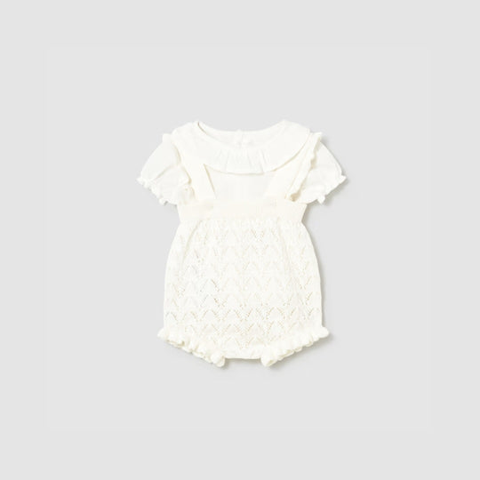 Conjunto Peto Tricot y Blusa Recien Nacida Ceramica Mayoral