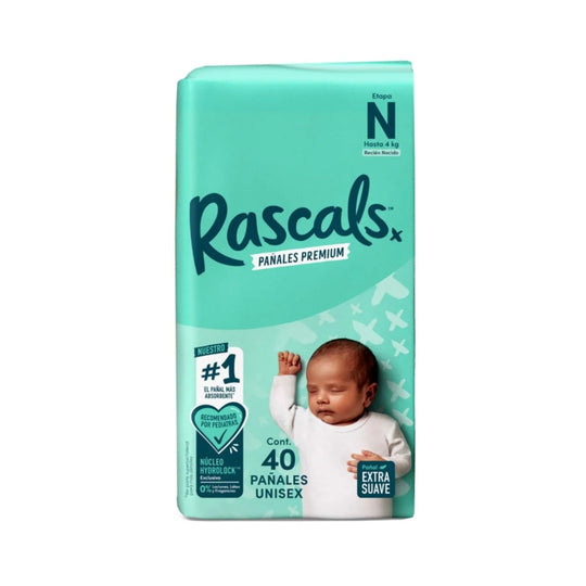 Pañales Para Recién Nacido x40 Unds Rascals